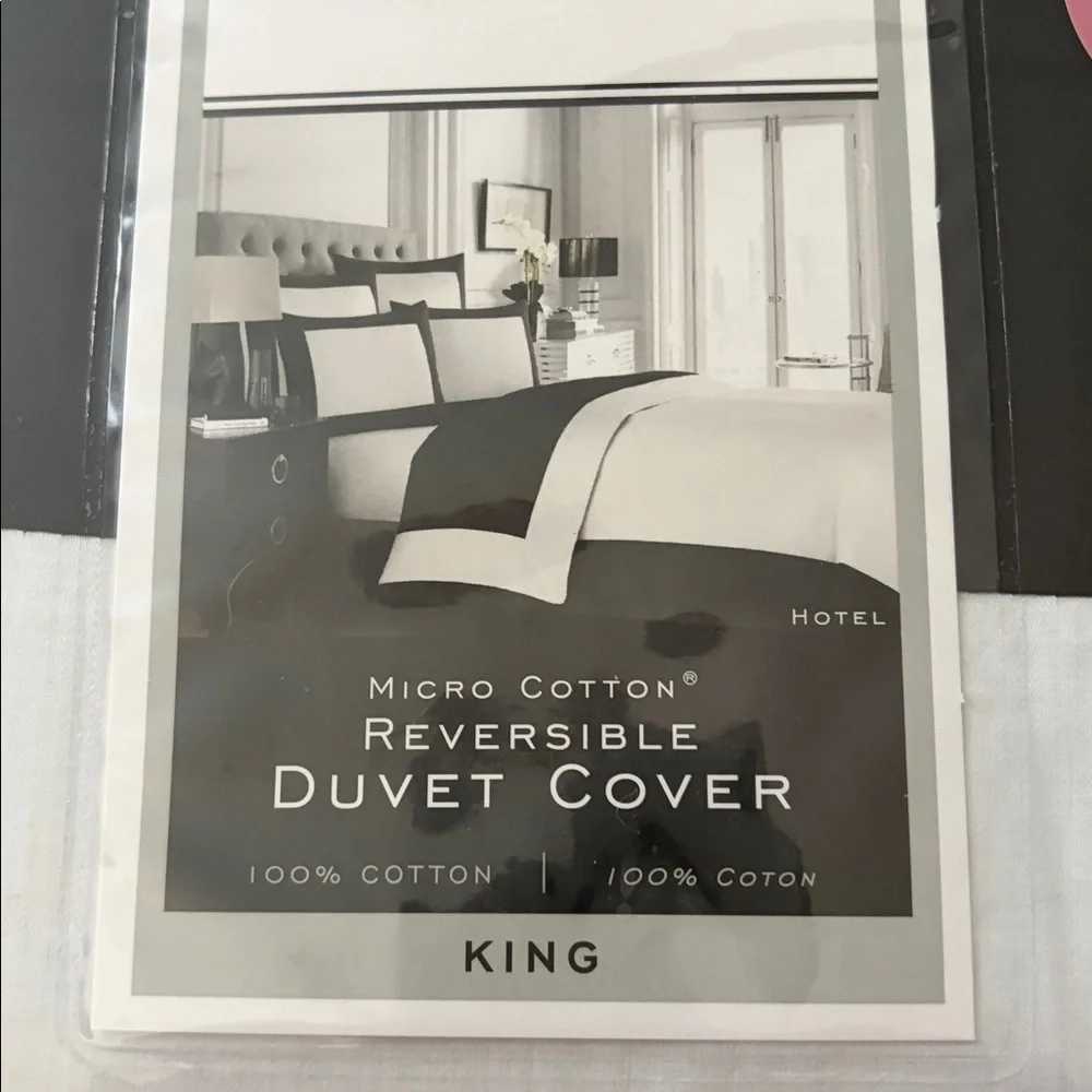 Wamsutta Bedding Duvet Cover 100% Cotton King Reversible Black White New